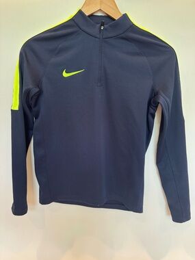 Nike Navy Half-Zip Pullover with Neon Yellow Accents
